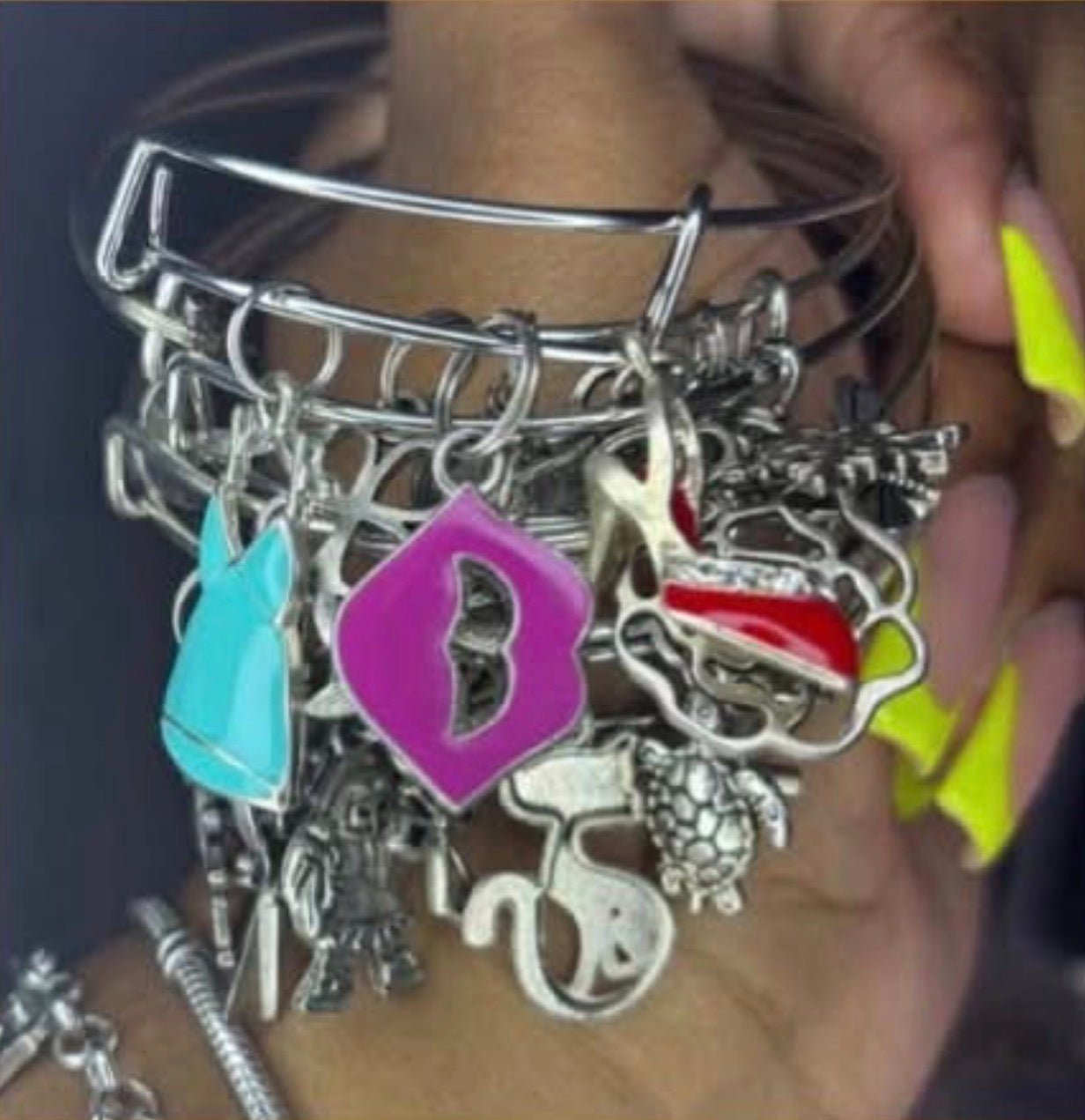 Colorful silver bangles