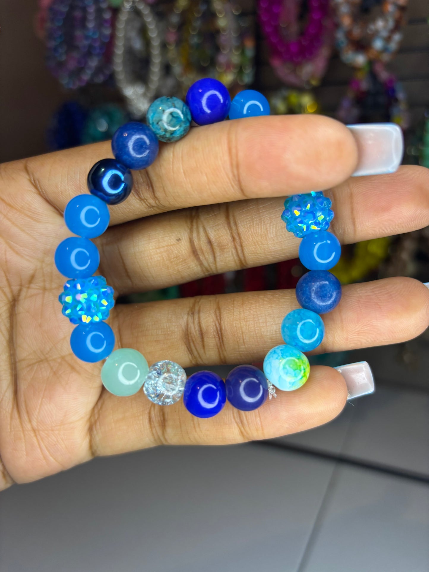 Shades of blue beaded bracelet