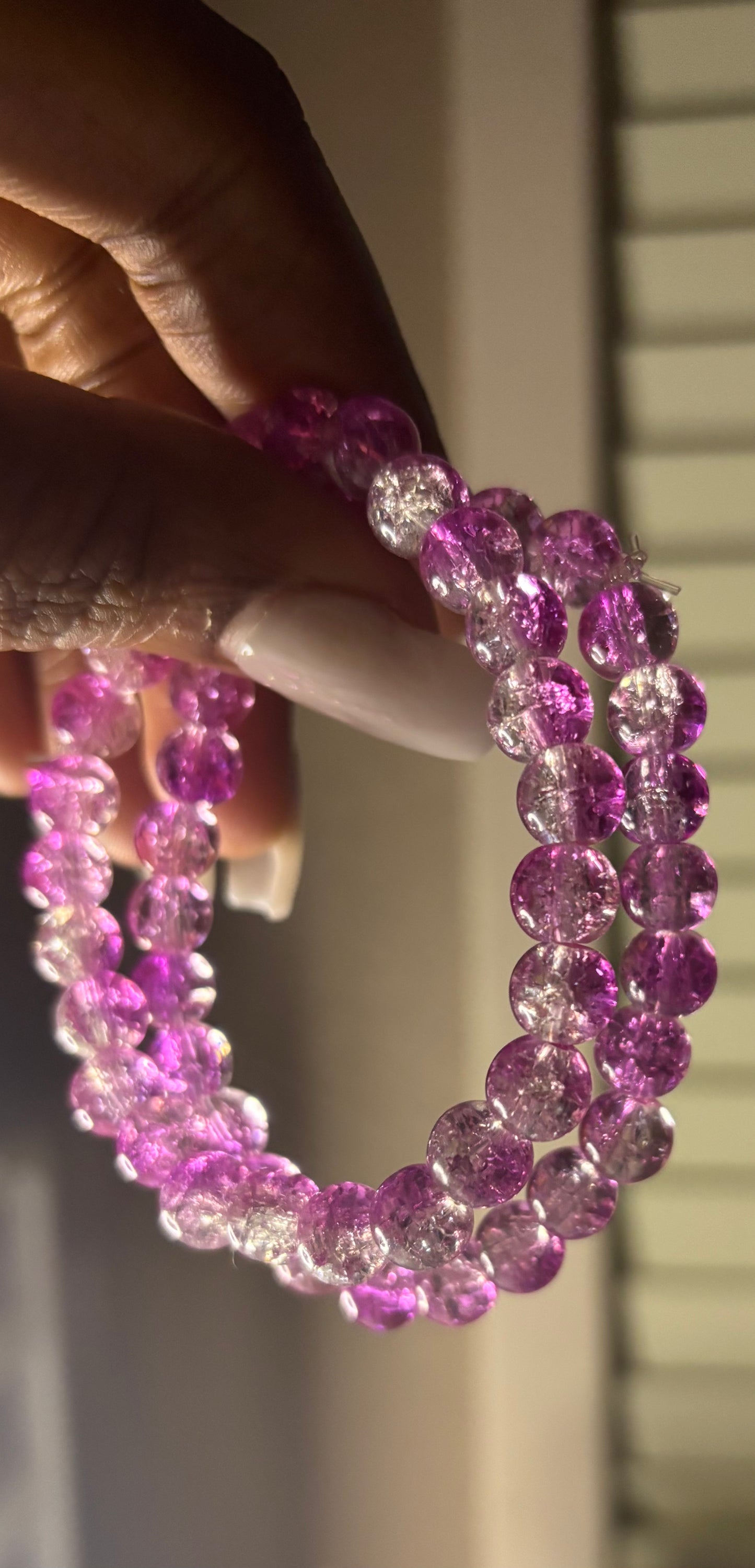 Purple ice beaded bracelet
