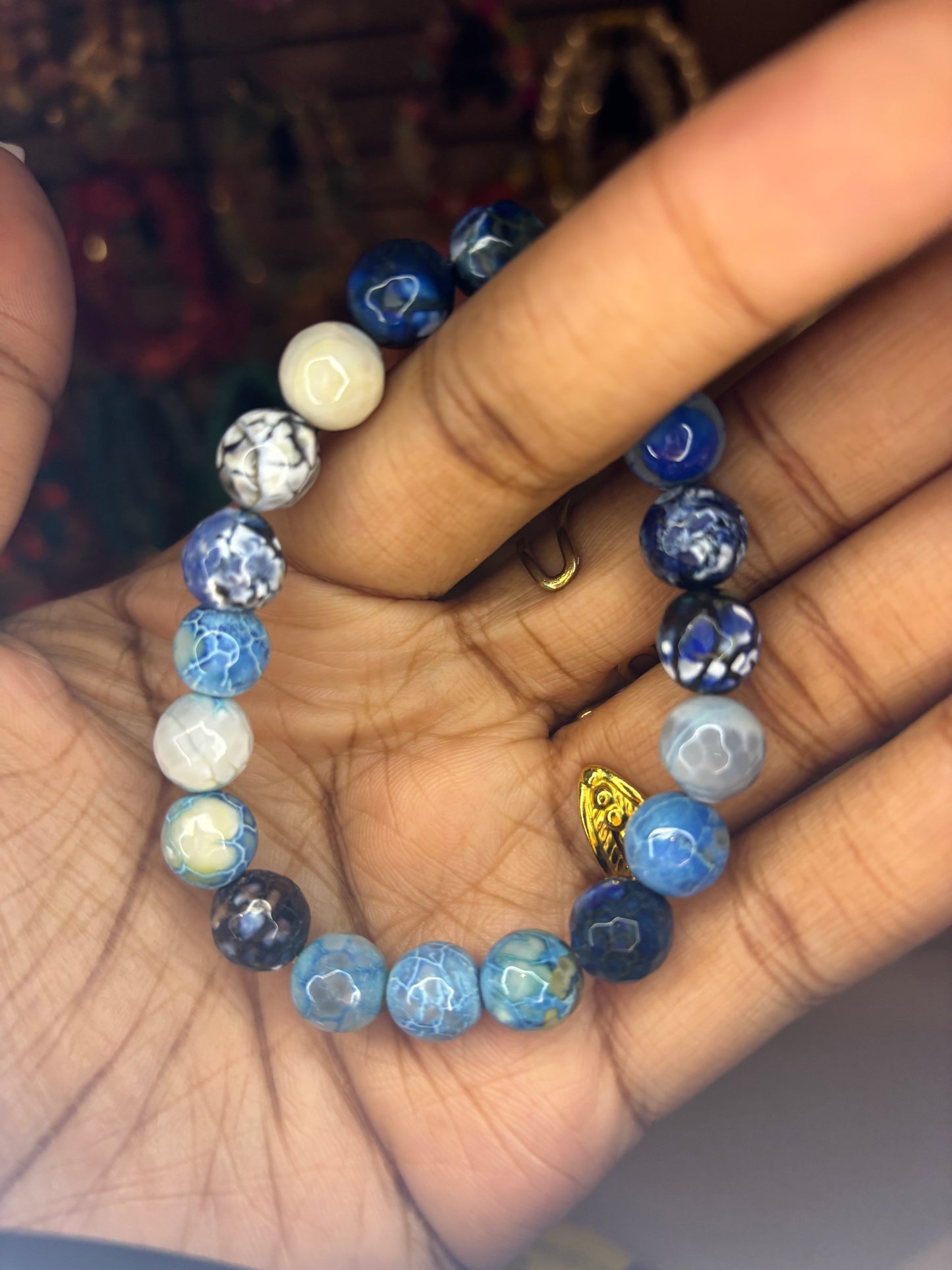 Blue beaded bracelet