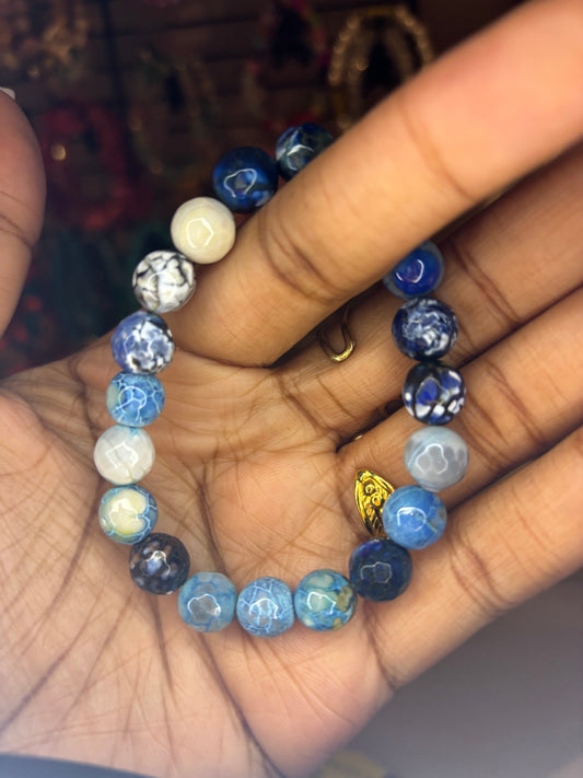 Blue beaded bracelet