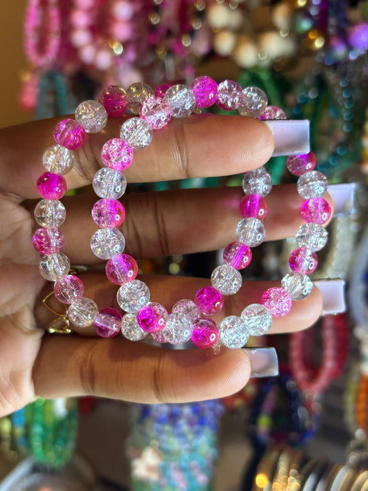 Pink ice beaded bracelet