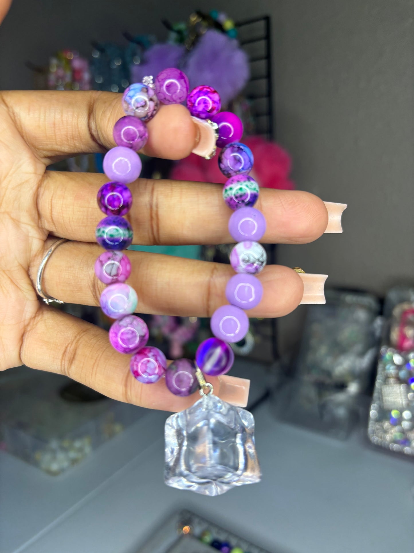 Purple ice charm bracelet