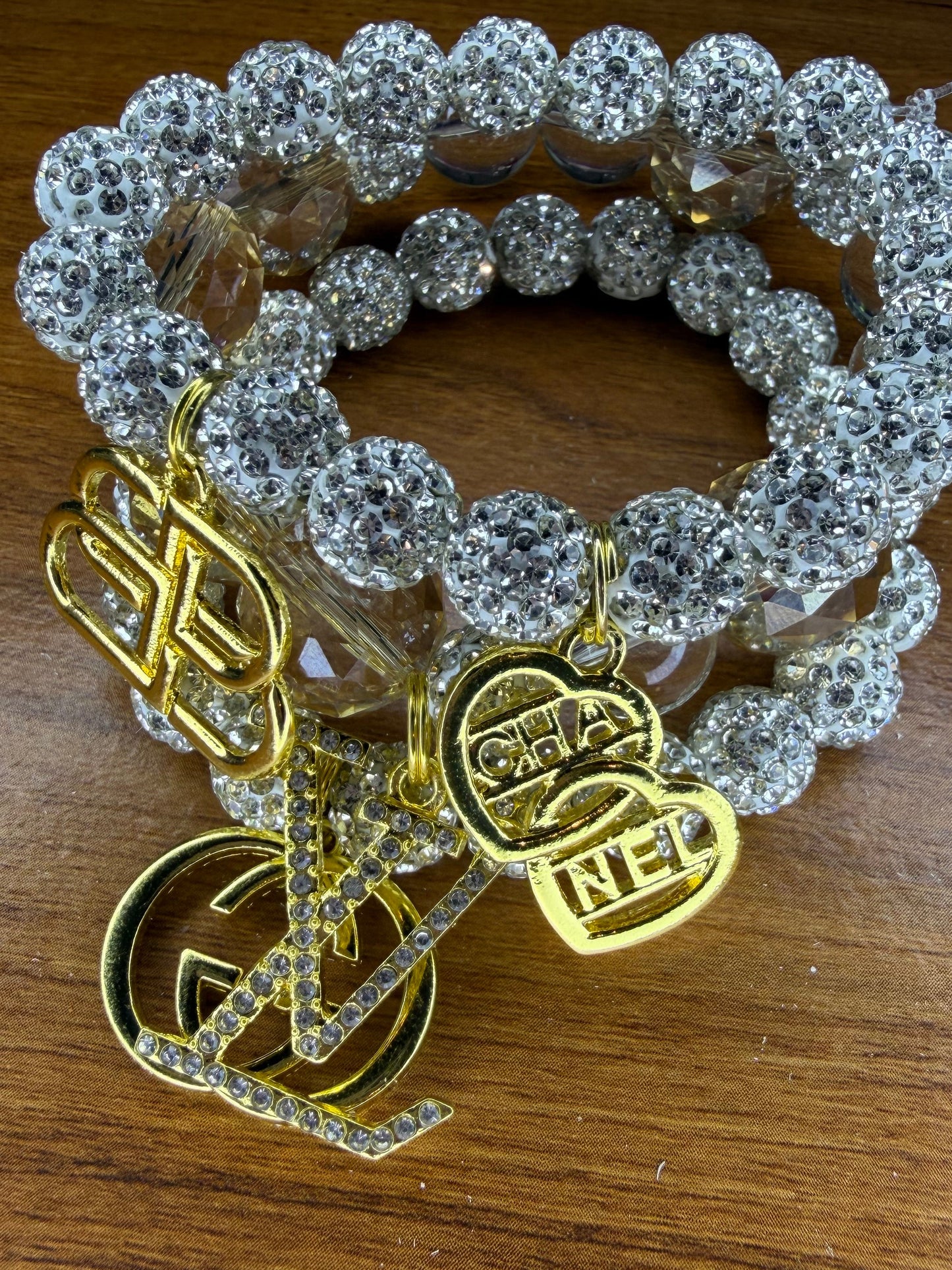 Silver and champagne set