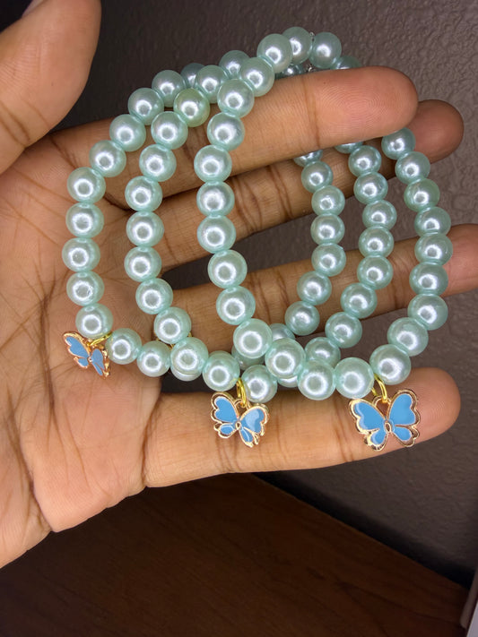 Butterfly pearl charm bracelet