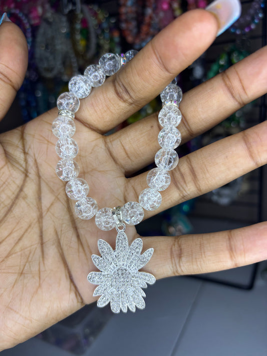 Bling flower charm bracelet