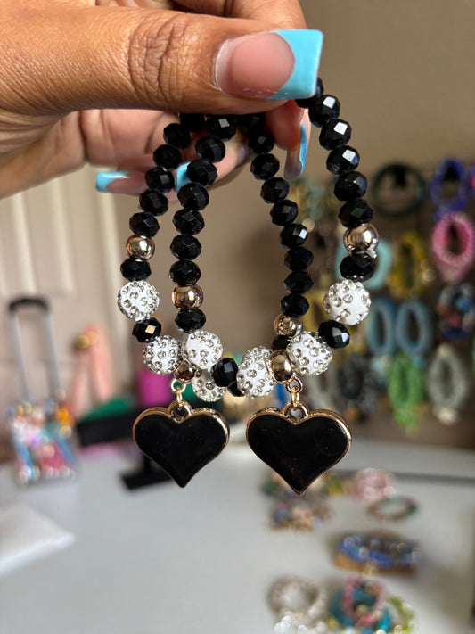 Black heart charm bracelet