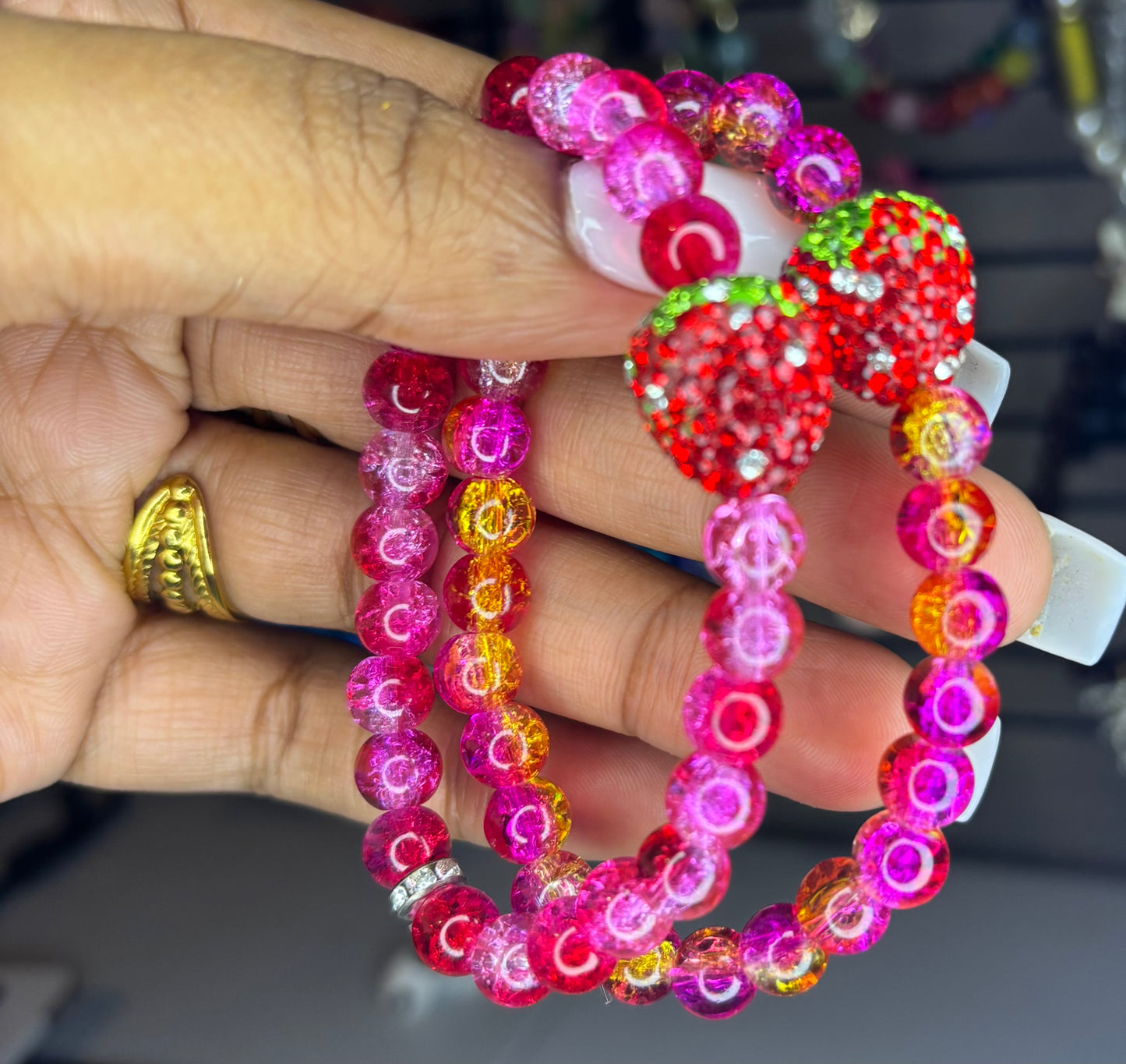Strawberry shortcake beaded bracelet