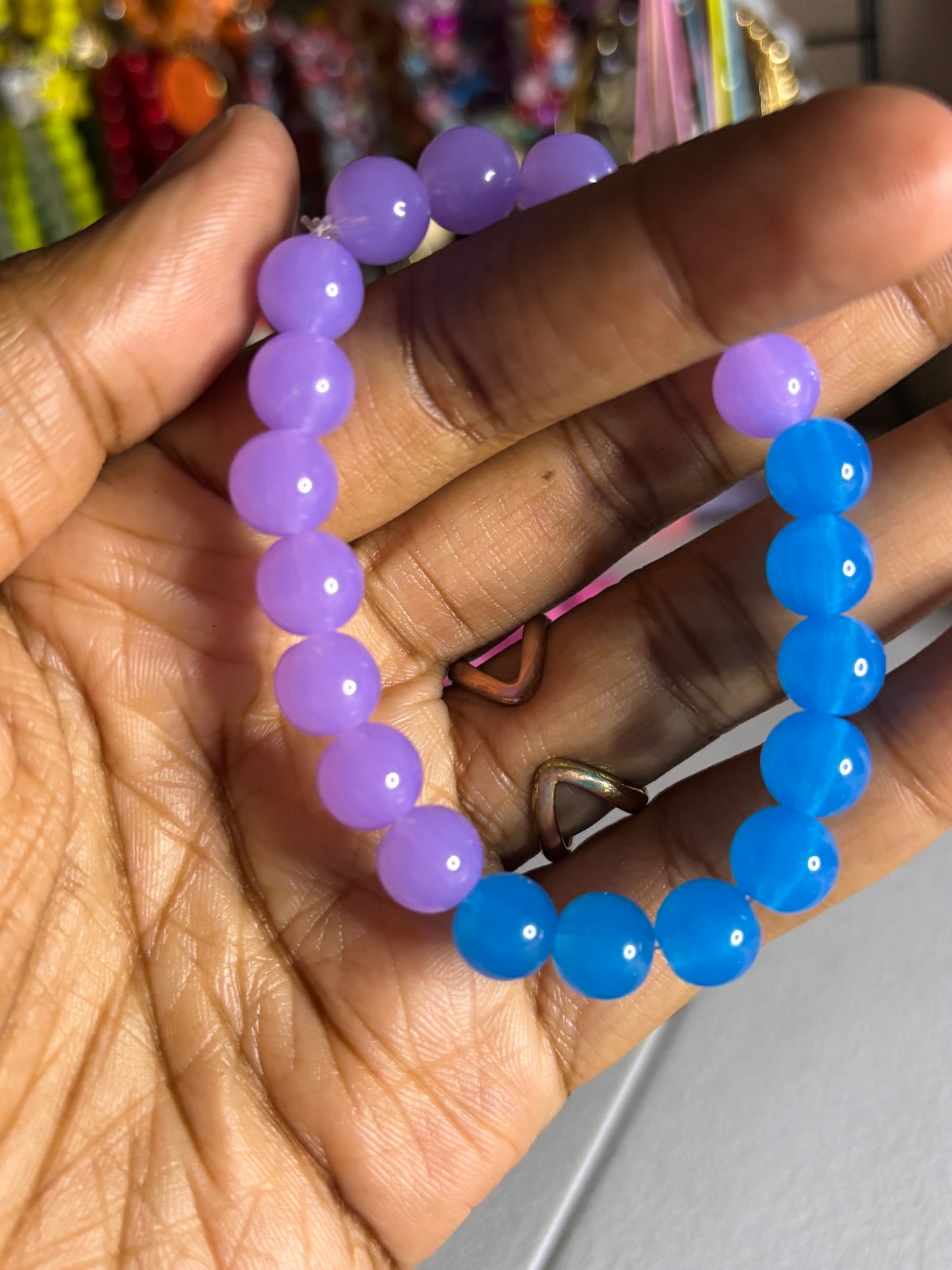Purple and blue beaded bracelet