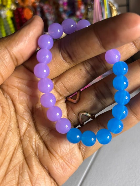 Purple and blue beaded bracelet