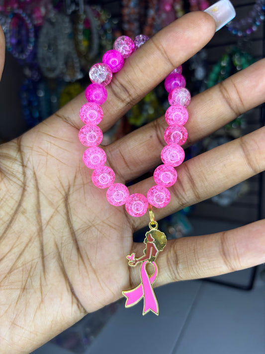 Breast cancer charm bracelet