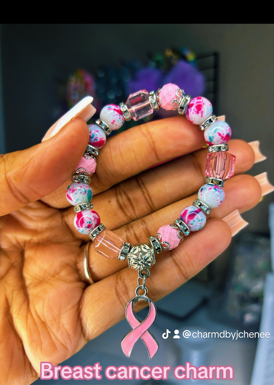 Breast cancer charm bracelet