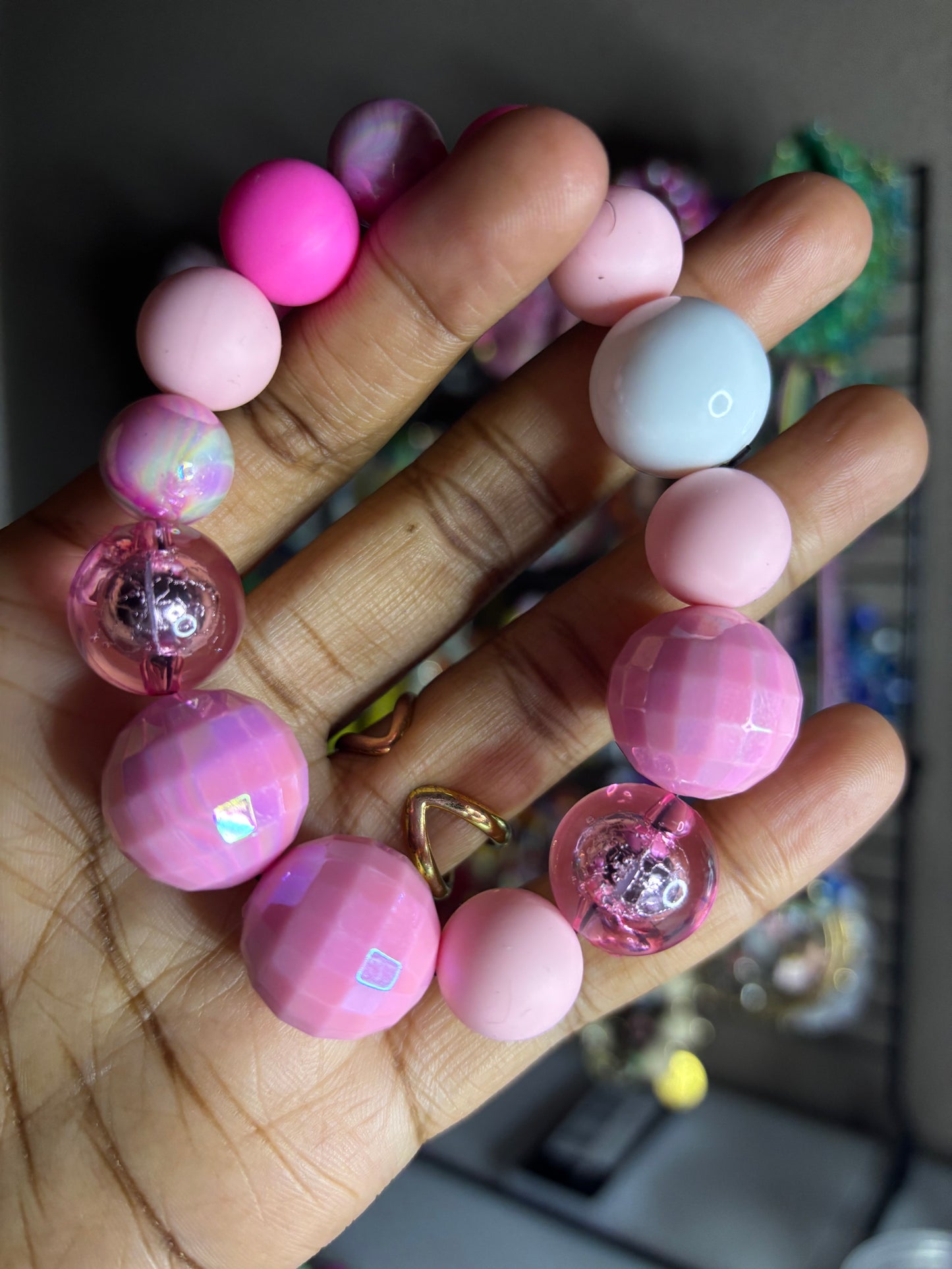 Pink beaded bracelet