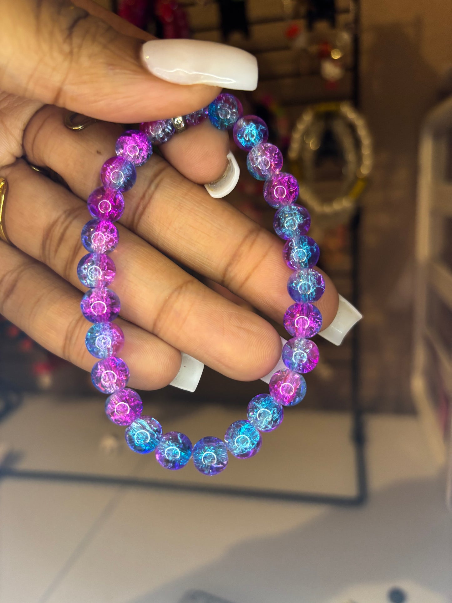 Purple blue beaded bracelet