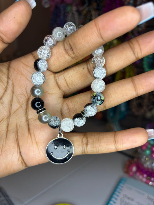 Black and white charm bracelet