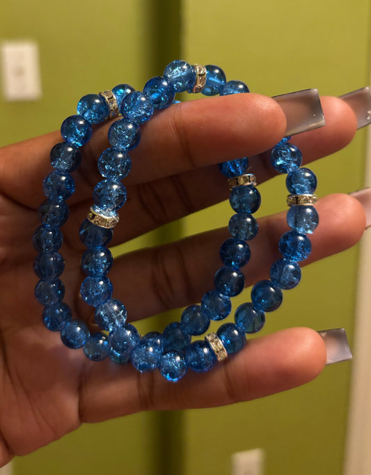 Blue beaded bracelet