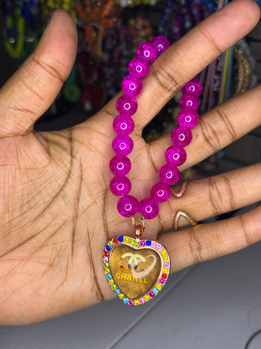 Fuchsia Chanel charm bracelet
