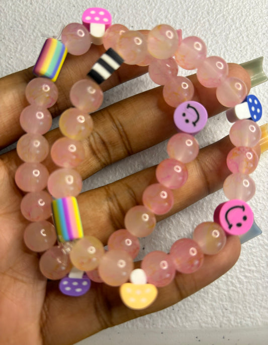 Fun peachy beaded bracelets