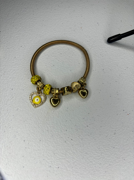 Yellow evil eye charm bracelet