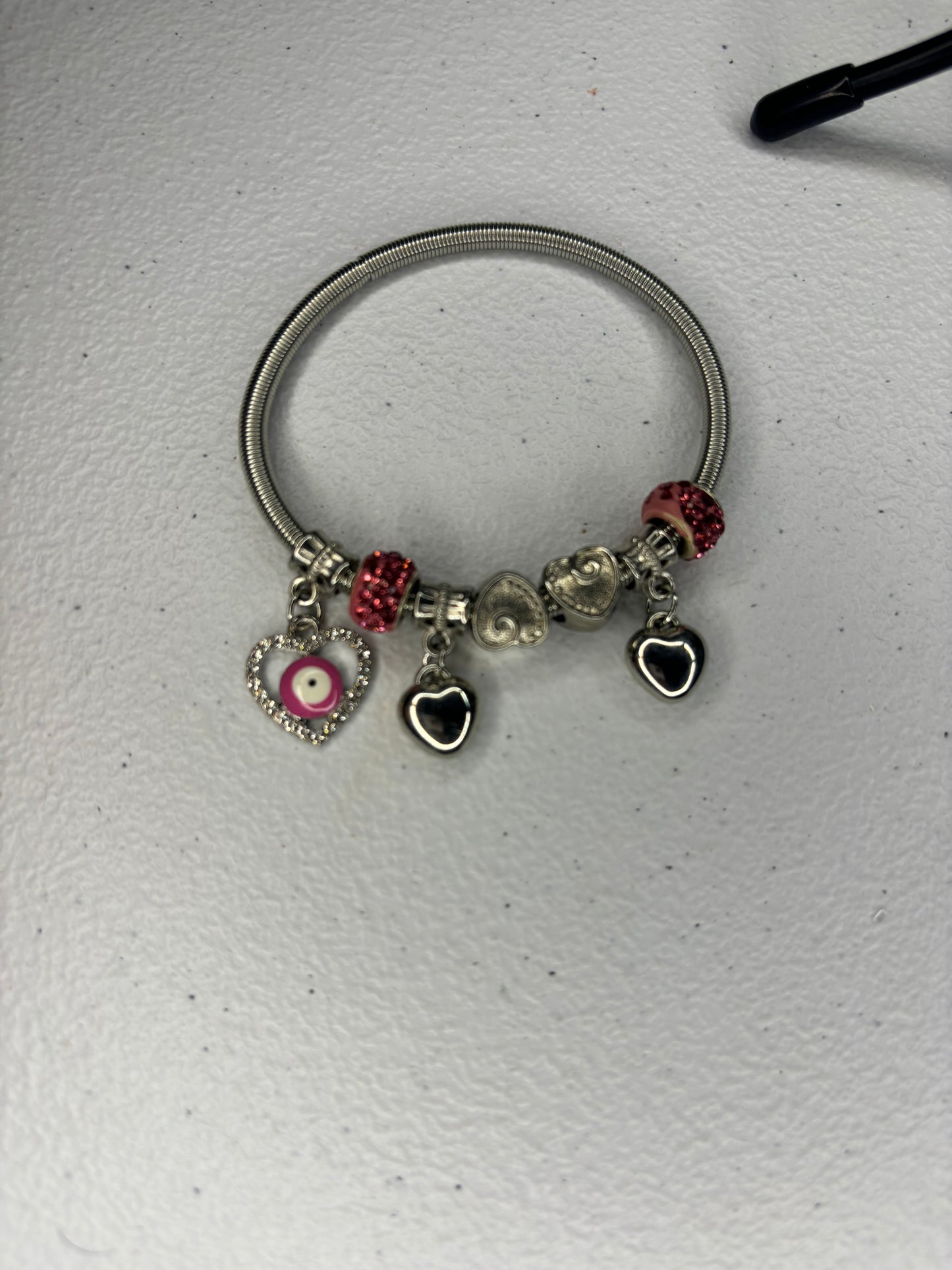 Pink evil eye charm bracelet