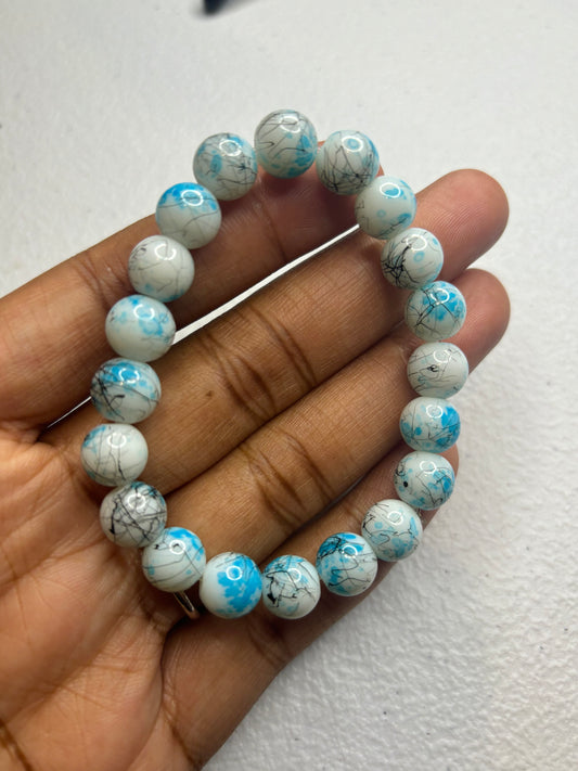 Blue spiral beaded bracelet