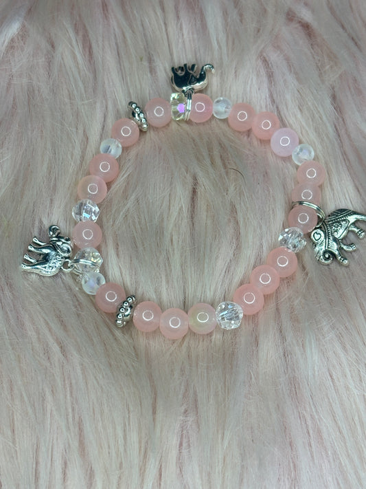 Beaded elephant charm bracelet