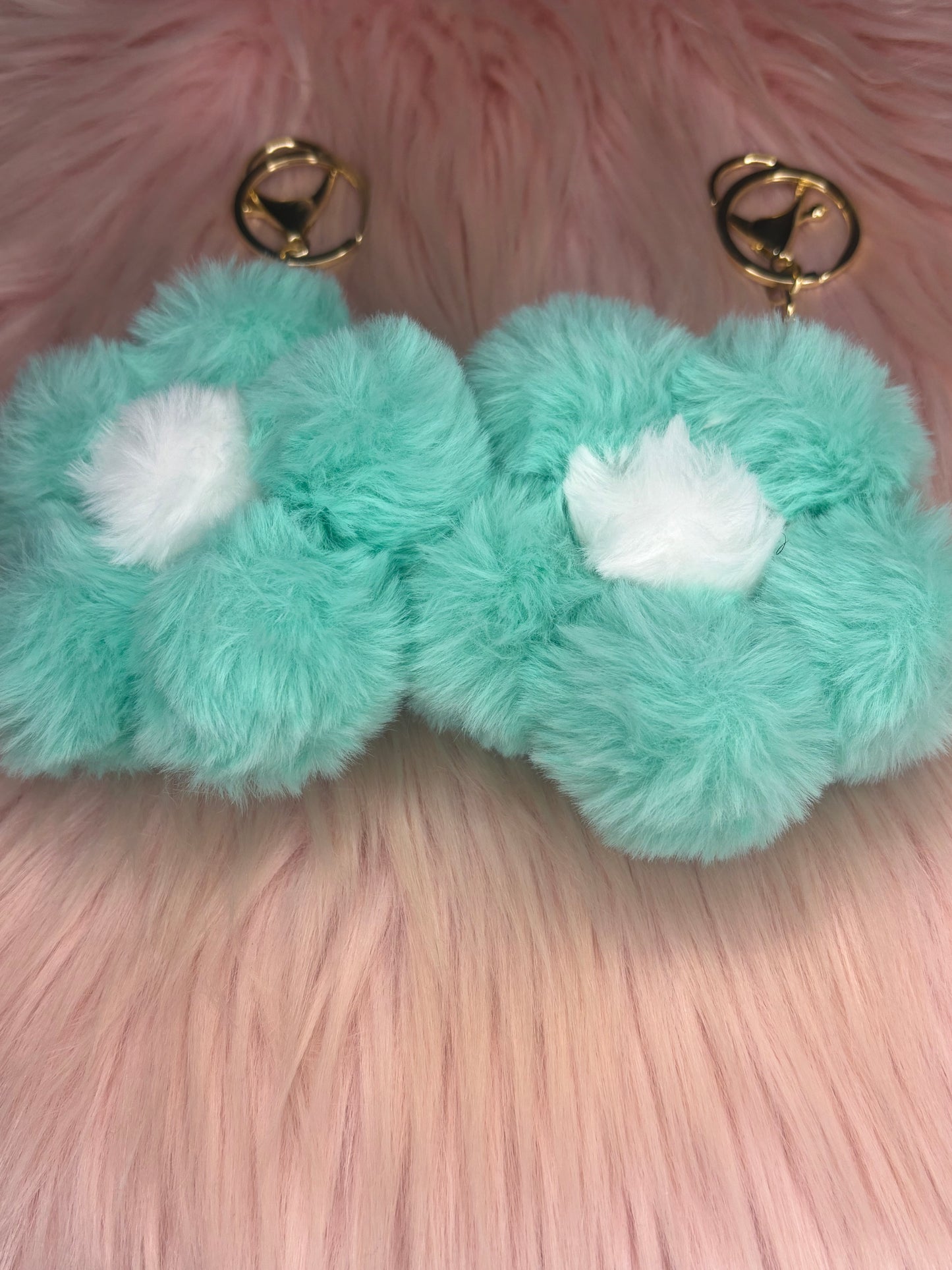 Teal blue keychain puff