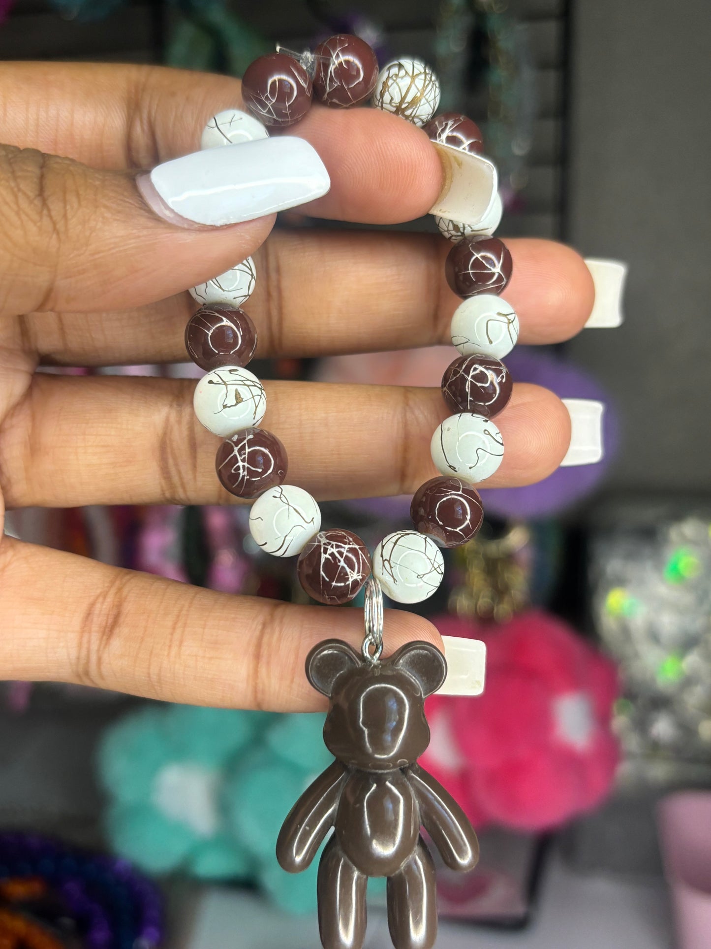 Brown bear charm bracelet