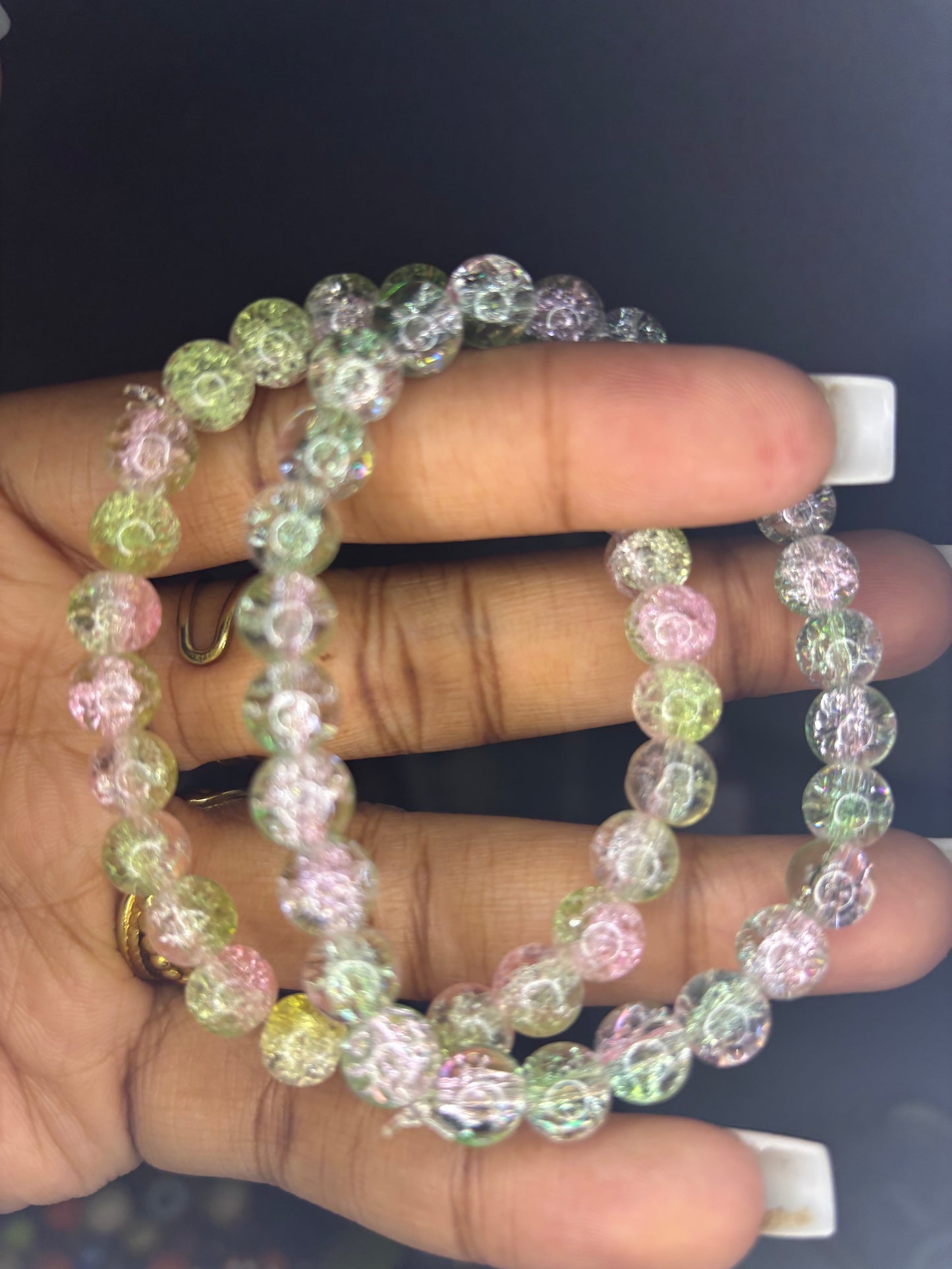 Pink watermelon beaded bracelet